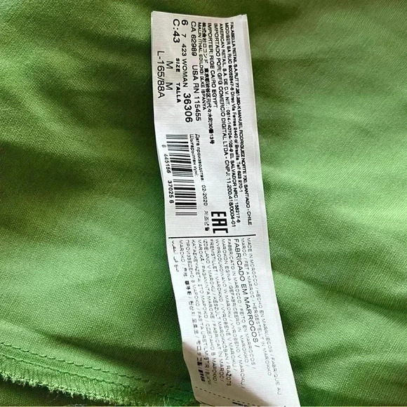 NEW MNG Mango Satin Green Long Formal Maxi V-Neck 3/4 Sleeve Minimalist Dress 6 - Picture 11 of 11